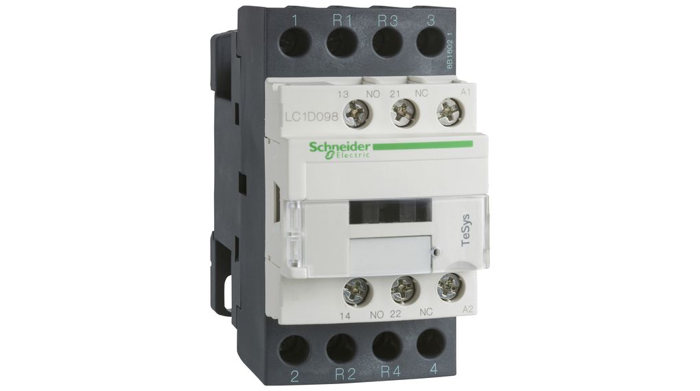 Schneider Electric LC1D258E7 Contactor TeSys D LC1D de 4 polos, 2 NA + 2 NC, 40 A, bobina 48 Vac