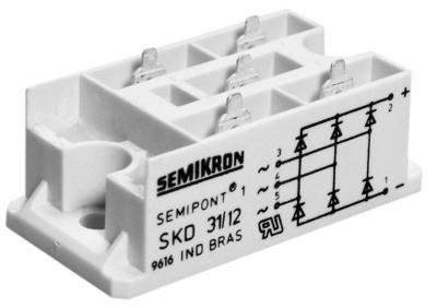 Semikron RECTIFIER SKD31/14 44A/85C 440VAC SEMIPOINT 1