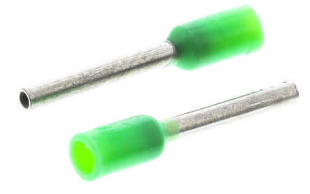 Puntera hueca de crimpado Schneider Electric, Serie DZ5CE, Aislado, Pin de 8.2mm, Cable de 0,34 mm², Verde