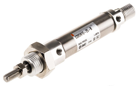 SMC Round Pneumatic Cylinder, CD85N16-25-B, Double Action