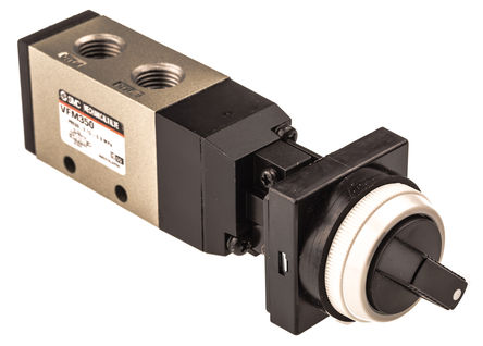 Válvula neumática de control manual 5/2 SMC, Control mediante Selector de Giro, Rc 1/4, Cuerpo Aleación de Aluminio