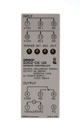 S3D2-AK-US Controlador de sensor fotoeléctrico, Salida Relé