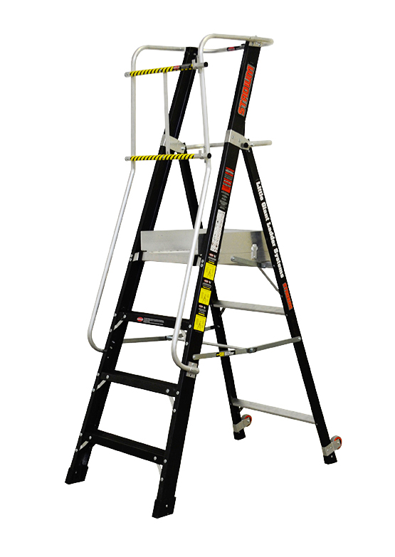 Fiber ladder with platform and railing STADIUM 5
