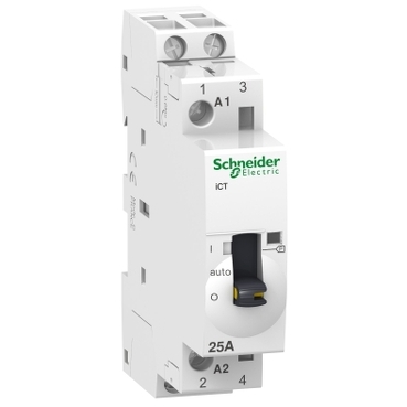 Schneider Electric A9C21732 Contactor modular Acti9 iCT 25 A 2 P 2 NA 230/240V CA con mando manual
