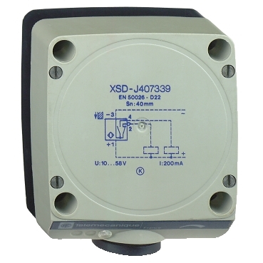 Schneider Electric XSDH607339 Telemecanique Sensores de proximidad inductivos XS, sensor inductivo XSD 80x80x40, plástico, Sn60mm, 12...48 VDC, terminales