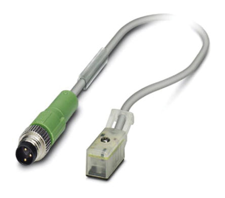 Cable y conector Phoenix Contact, M8, 2 contactos - Válvula KMYZ9, 1.5m, Macho
		