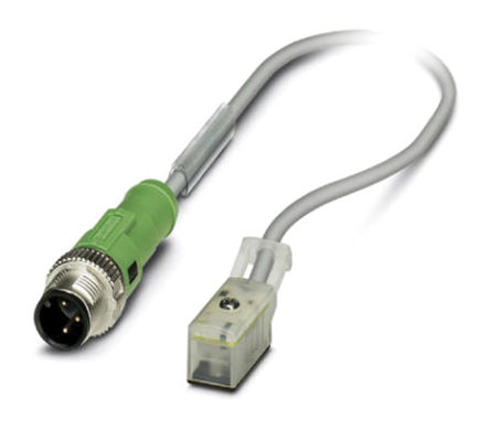 Cable y conector Phoenix Contact, M12, 2 contactos - Válvula KMYZ9, 1.5m, Macho
		