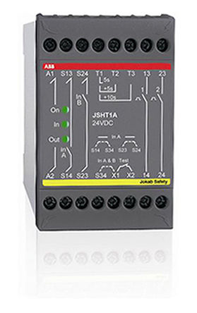 Relé de seguridad ABB 2TLA010011R0000, 2, 2 canales, Automático, 24 V dc, 120mm, 74mm, Roscado, 45mm, JSHT1A
		