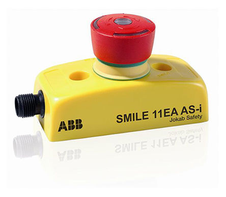 ABB 2TLA030052R0000 Botão de emergência, 32 mm, gire para redefinir, IP65, azul / preto / amarelo, cogumelo