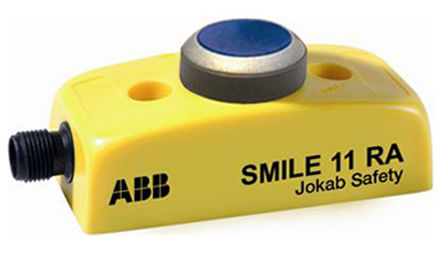 ABB 2TLA030053R0000 авариен бутон, 32 мм, въртене за нулиране, IP65, син / черен / жълт, гъба