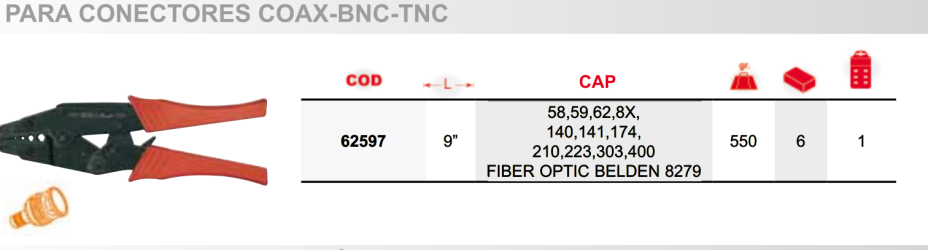 Crimper Coax-Bnc-Tnc Connectors ADJ DITEC 62597